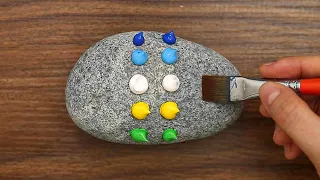 How To Acrylic Painting on Stone｜Lake scenery Painting Step by Step #862｜Painted Rocks｜Satisfying