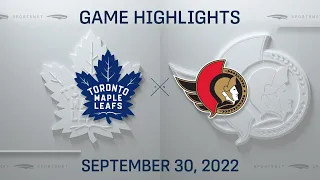 NHL Preseason Highlights | Maple Leafs vs. Senators - September 30, 2022
