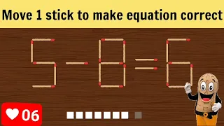 Matchstick Puzzle.Move 1 stick to make equation correct  #matchstickpuzzle #matchstickriddles