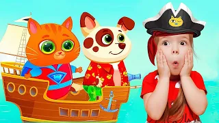 Nastya and the dog Duddu went on a trip | Bubu the cat saved Nastya and Dudu from pirates