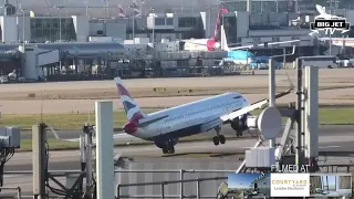 Plane aborts landing at London's Heathrow Airport in high winds