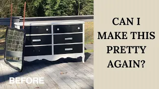 Dresser Makeover | Prepping Slick Surface And Applying Transfers #furnitureflip #furnituremakeover