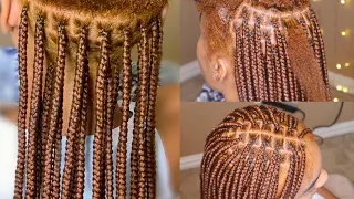 Small Knotless Box Braids (Ginger Color) 🤎🧡 + Fluffy Edges | •BraidsByTyTi