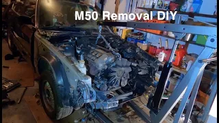 How to pull the motor out of your BMW E34 525i. M50 removal DIY