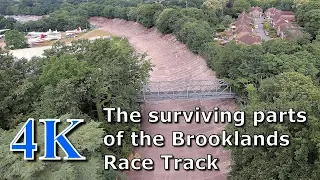 The surviving parts of the Brooklands Race Track June 2017 from above, in 4k UHD