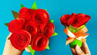 Букет роз из бумаги в вазе / Подарок маме на 8 марта / DIY Paper Rose Flower Bouquet