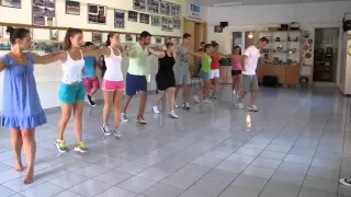 Corfu dancers rehearse the Zorba dance in Sinies