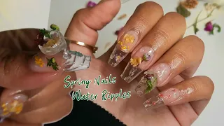 Spring Nail Art | Water Ripples & Clear Nails| ASMR Sounds Nail Tutorial