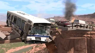 Collapsing Bridge Pileup Crashes 3 | BeamNG.drive