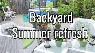 NEW BACKYARD SUMMER REFRESH 2021 | Low budget small patio makeover