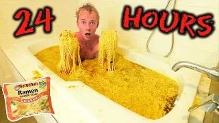 OVERNIGHT IN RAMEN NOODLES BATH (Challenge) | Sam Golbach