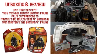 Spin Master Flash 3.75" Batman & Comparison to Mattel 4" Mattel Batman Figure & 2022 Batman Playset