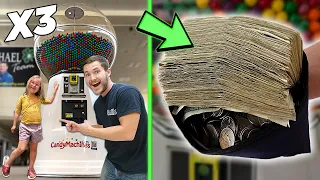 Collecting Money From 3 Of Our GIANT Gumball Vending Machines!