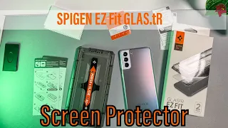 SAMSUNG Galaxy S21 / S21 PLUS Screen Protector - Spigen EZ Fit Tempered Glass Test and Installation