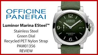 ▶ Panerai Luminor Marina ESteel™ Verde Smeraldo Steel 44mm Green Dial Nylon Strap PAM01356 - REVIEW