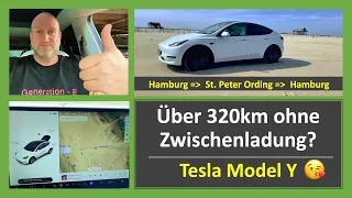 Über 320 km Trip mit dem Tesla Model Y ohne laden - Strandparken aber keine Ladesäule am Urlaubsort