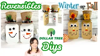 DIY REVERSIBLE DOLLAR TREE WINTER OR FALL DECOR / SNOWMEN & SCARECROWS / EASY $2 DIY HOLIDAY DECOR