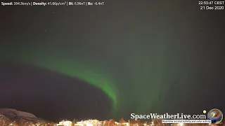 Real time Northern Lights streamed LIVE from Sweden (21 December 2020)