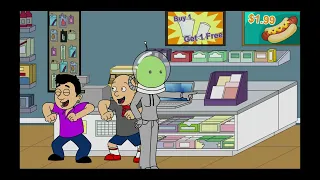 Jim and Classic Caillou blast a super loud music in a store/Grounded