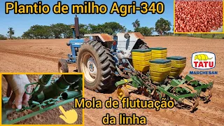 Plantio de milho Agri340 | Plantadeira Tatu T2SI | regulagem da mola de flutuação da linha e semente