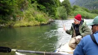 More streamer fishing Manhuales river Chile