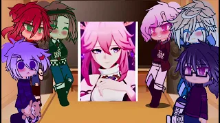 Diabolik lovers react to yui as yae miko/credits in description/Diabolik lovers x Genshin impact