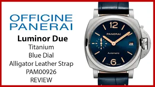 ▶ Panerai Luminor Due Piccolo Due Titanium 38mm Blue Dial Alligator Leather Strap PAM00926 - REVIEW