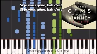 Maitre Gims ft Vianney - La même - Karaoke / Piano synthesia tutorial (+ Paroles et partition)