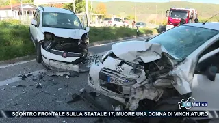 Scontro frontale sulla Statale 17, muore una donna di Vinchiaturo