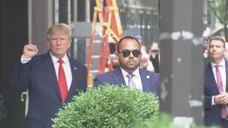 Donald Trump leaves Trump Tower before his scheduled deposition