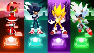 Amy Exe vs Dark Sonic vs Super Sonic Fleetway vs Hyper Sonic - Tiles Hop EDM!!