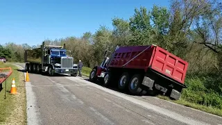 Big Blue Pulls Big Red Out Of The Ditch