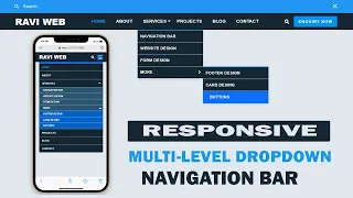 Responsive Multi-level Dropdown Navigation Bar || Custom Navigation Bar Using html css & javascript