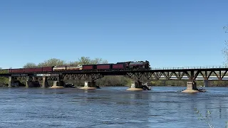 The Empress: CP 2816 Steam Train Crossing The Mississippi River Over The SOO Line Bridge (5/3/24)