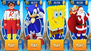 Tag with Ryan vs Sonic Dash vs Spongebob: Sponge on the Run vs Santa Clause Run - All Characters