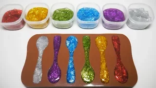 DIY How to Make Rainbow Colors Jelly Spoon Learn Colors Glitter Slime Clay Play | Ding-Dong Toys