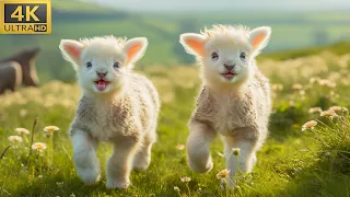Baby Animals 4K (60FPS) - Adorable Young Animals With Piano Relaxing Music (Colorfully Dynamic)