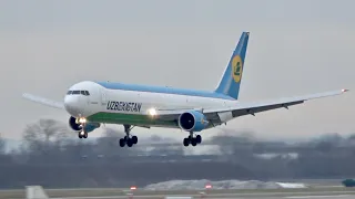 Uzbekistan Airways Cargo Boeing 767-33P UK67001 arrival at Munich Airport MUC EDDM