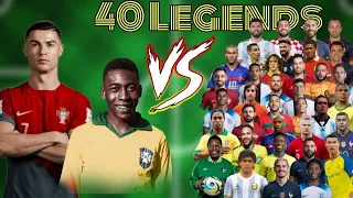 Ronaldo & Pele 🆚 40 Football Legends(Maradona, Messi, mbappe, Neymar..) Best Comparison 🔥💪😲