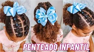 PENTEADO FÁCIL PARA CABELO CRESPO e CACHEADO ( penteado infantil)