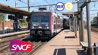 Départ lent d’un Z20500 Carmillon en UM avec un Z5600 Carmillon sur le RER C en gare de saint cyr