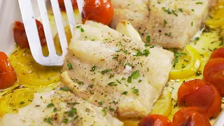 Greek-Style Baked Cod in 20 Minutes. Exquisite and Easy! Recipe by Always Yummy!