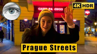 Prague night walking tour: Pařížská street and surroundings 🇨🇿 Czech Republic 4k HDR ASMR
