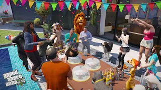 GTA 5 - Chop's Birthday Party With Michael Franklin And Trevor!