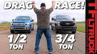 What's The Quickest Ford Truck? F-150 5.0L vs 2.7L vs F-250 Diesel Drag Race Extravaganza!