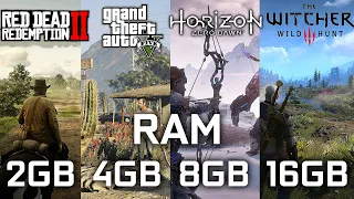 2GB vs 4GB vs 8GB vs 16GB RAM - Test in 7 Games