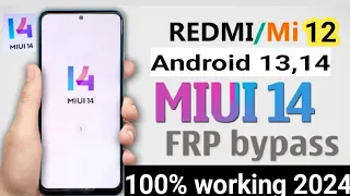 Redmi 12 5G FRP Bypass Miui 14 | New Solution | Redmi 12 5G Google Account Bypass Without Pc | 2024