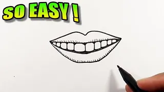 How to draw lips smiling easy | Easy Drawings