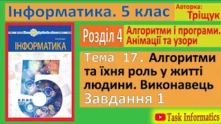 Тема 17. Алгоритми та їхня роль у житті людини. Виконавець. Завдання 1