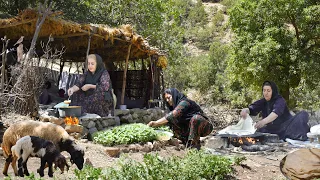 Nomadic Life Style | Cooking Abgoosht (Broth) with lamb meat & fresh bread on sadj